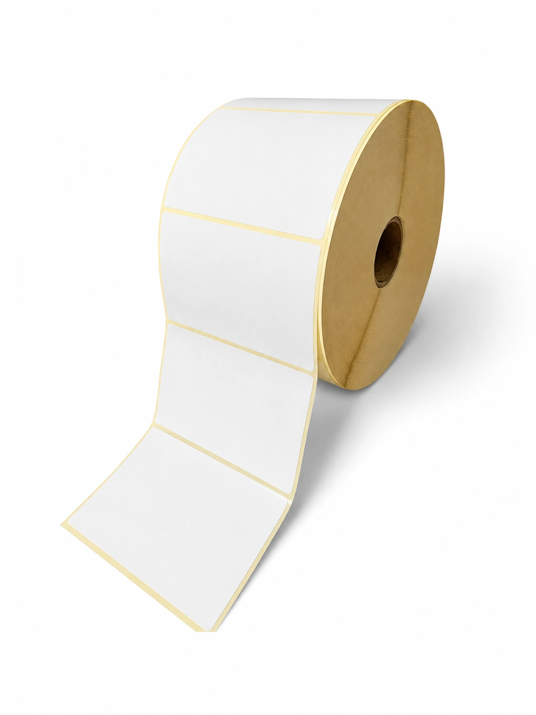 32 00079 – Etiketa 110 mm x 70 mm, Thermo eco, Bílá, Žlutý podklad, Dutinka 40 mm, 1000 ks/kotouč, Odlepitelné lepidlo, Průměr kotouče 118 mm