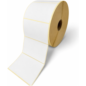 32 00174 – Etiketa 110 mm x 70 mm, Thermo eco, Bílá, Žlutý podklad, Dutinka 40 mm, 2500 ks/kotouč, Odlepitelné lepidlo, Průměr kotouče 179 mm