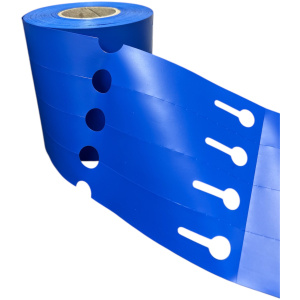 32 00350 – Etiketa zahradnická 25 mm x 254 mm, 4 – Produkce, Polypropylen, Modrá, Dutinka 40 mm, 600 ks/kotouč, Průměr kotouče 96 mm.