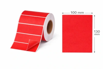 32 00741 – Etiketa 100 mm x 130 mm, Thermo eco, Rudá, Dutinka 25 mm, 1000 ks/kotouč, Permanentní lepidlo