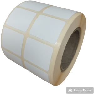 32 00758 - Etiketa 25 mm x 20 mm, 2 - Produkce, Thermo eco, Bílá, Dutinka 40 mm, 2 x 1000 ks/kotouč, Permanentní lepidlo, Průměr kotouče 74 mm