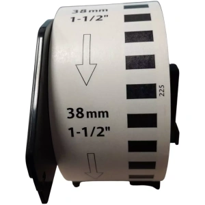 32 01029 – Etiketa nekonečná 38 mm x 30,48 m s držákem, Thermo eco, Bílá, Dutinka 25 mm, Odlepitelné lepidlo, DK-22225, Brother, Průměr kotouče 82 mm