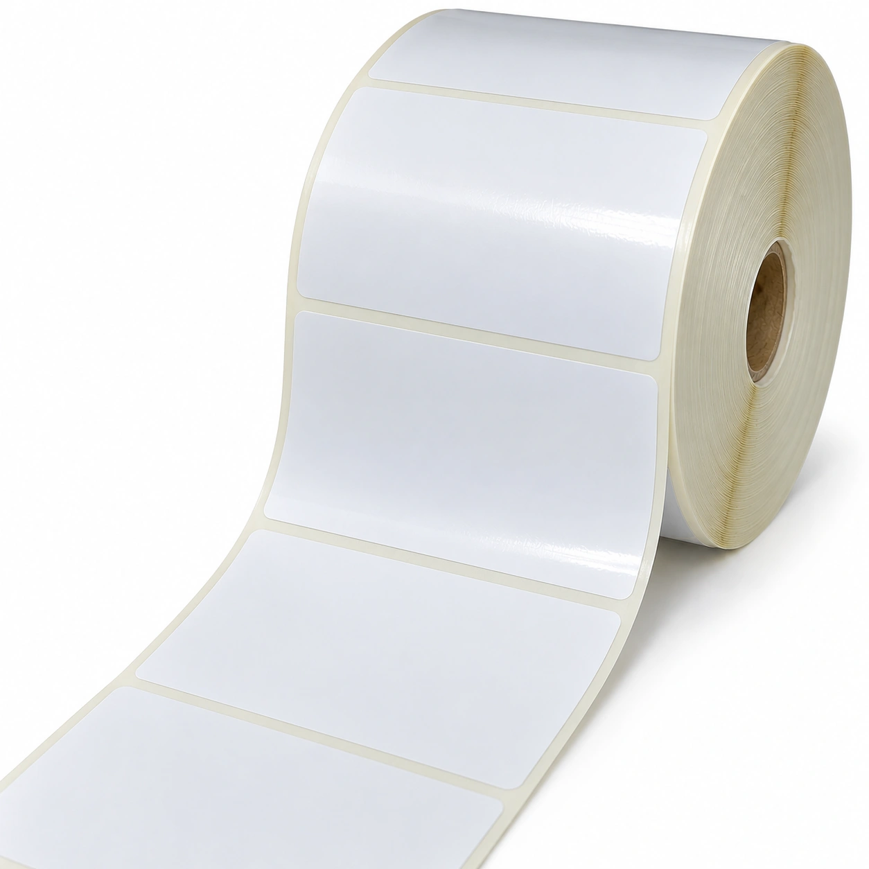 32 01080 – Plastová Etiketa 50 mm x 100 mm, Polypropylén, Bílá, Dutinka 25 mm, 500 ks/kotouč, Odlepitelné lepidlo