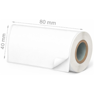32 01148 – Etiketa 80 mm x 40 mm, Matný papier, Biela, Dutinka 40 mm, 1000 ks/kotúč, Permanentné lepidlo