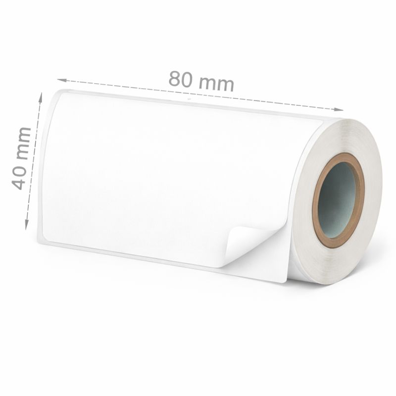 32 01148 – Etiketa 80 mm x 40 mm, Matný papier, Biela, Dutinka 40 mm, 1000 ks/kotúč, Permanentné lepidlo