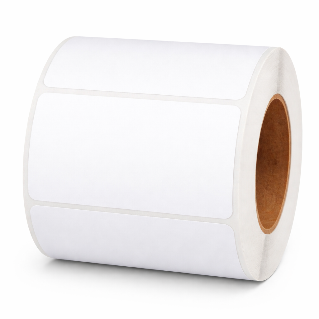 32 01179 – Etiketa 74 mm x 47 mm, Thermo eco, Biela, Dutinka 40 mm, 1000 ks/kotúč, Permanentné lepidlo, Priemer kotúča 104 mm