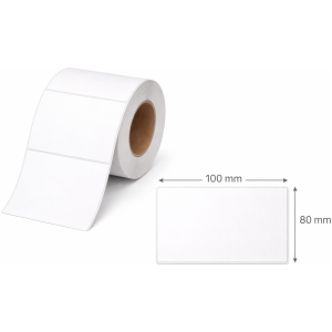 32 01185 – Etiketa 100 mm x 80 mm, Matný papier, Biela, Dutinka 25 mm, 500 ks/kotúč, Permanentné lepidlo, Priemer kotúča