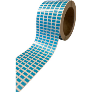 32 01191 – Etiketa 10 mm x 5 mm, Perforácia, 6 – Produkcia, Polypropylén, Modrá, Dutinka 76 mm, 30000 ks/kotúč, Permanentné lepidlo, Priemer kotúča 114 mm