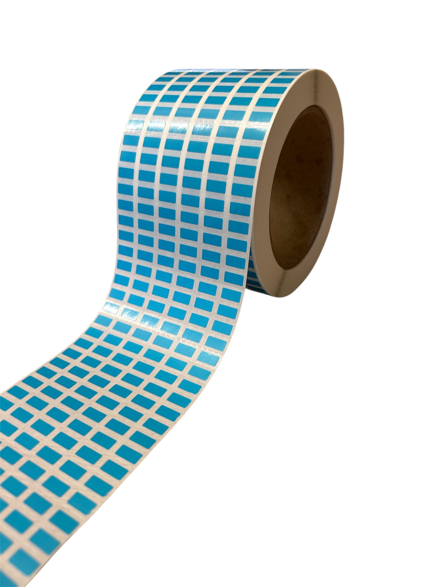 32 01191 – Etiketa 10 mm x 5 mm, Perforácia, 6 – Produkcia, Polypropylén, Modrá, Dutinka 76 mm, 30000 ks/kotúč, Permanentné lepidlo, Priemer kotúča 114 mm