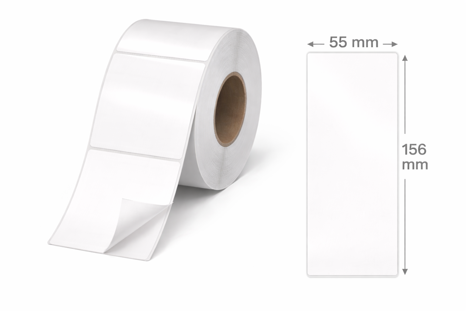 32 01200 – Etiketa 55 mm x 156 mm, Lesklý papier pre Epson, Biela, Dutinka 76 mm, 500 ks/kotúč, Permanentné lepidlo, Priemer kotúča
