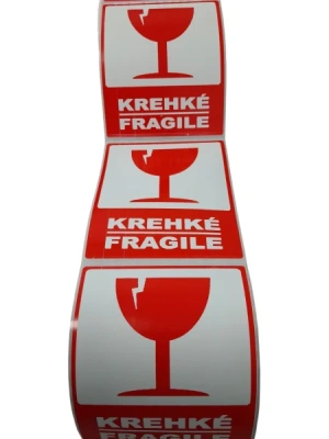 32 01315 – Papierová Etiketa 60 mm x 74 mm, KREHKÉ / FRAGILE 100ks/kotúč, Priemer kotúča 58 mm