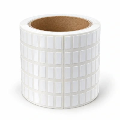 32 01342 – Plastová Etiketa 12,7 mm x 5,08 mm, 5 – Produkcia, Polyethylén, PP60 TOP Biela, Dutinka 76 mm, 10000 ks/kotúč, Permanentné lepidlo, THT-36-423-10, Brady kompatibilná