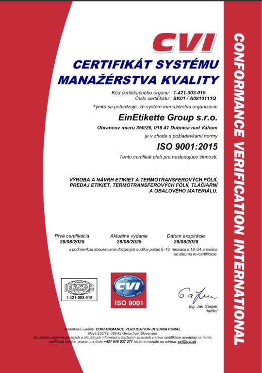Certifikáty ISO