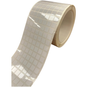 32 01245 – Etiketa 9,53 mm x 9,53 mm, 7 – Produkce, Polyimid, Bílá, Dutinka 76 mm, 10000 ks/kotouč, Extra silné lepidlo, B – 727 / THT Brady kompatibilní